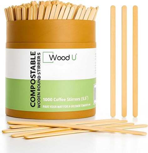 Wooden Coffee Stirrers 7.5" 1000 pcs - Birchwood Stir Sticks for Coffee, Cocktails and More in Kuwait