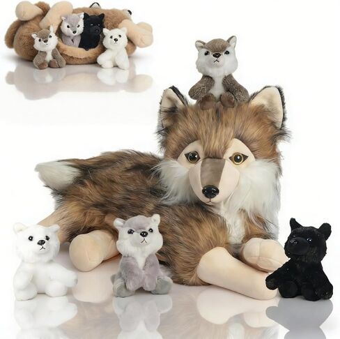 5 قطع من الحيوانات المحشوة على شكل فيل مع الأطفال، فيل محشو من القطيفة مع 4 أطفال من القطيفة، حيوانات فيلة من القطيفة الناعمة للأولاد والبنات والأطفال، هدية عيد ميلاد الأطفال in Kuwait