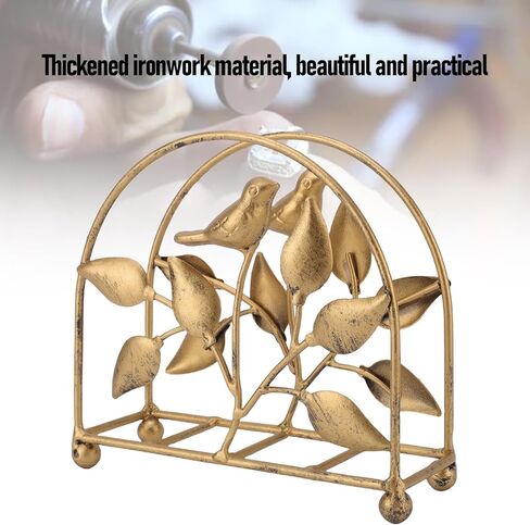 Haofy Metal Napkin Holder Rustic Bird Design Tissue Dispenser With Vintage Gold Finish For Farmhouse Kitchen Dining Table Cafe Decor Iron Napkin Stand Holder in Saudi Arabia