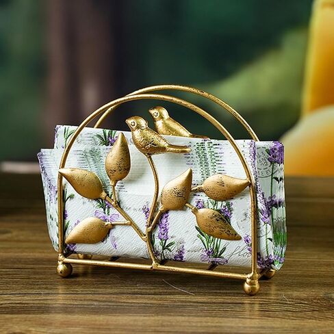 Haofy Metal Napkin Holder Rustic Bird Design Tissue Dispenser With Vintage Gold Finish For Farmhouse Kitchen Dining Table Cafe Decor Iron Napkin Stand Holder in Saudi Arabia