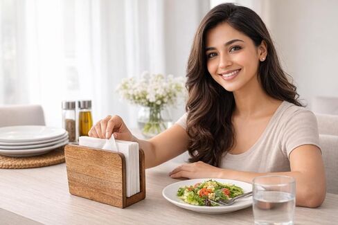 حامل مناديل خشبي للطاولة، موزع بلمسة نهائية من خشب المانجو للمطبخ وتناول الطعام في المزرعة والكوكتيل، وموزع تخزين المنزل، والحفلات، والمطاعم، والفندق، والمقهى، والبار، وحامل لفواتير البريد الورقية in Saudi Arabia