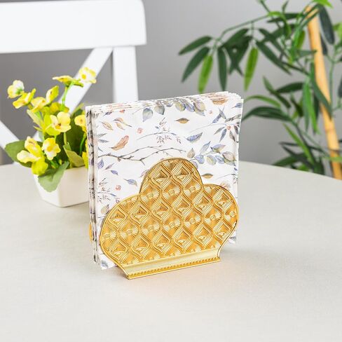 Alisveristime Zamac Napkin Holder – Decorative Elegant Metal Napkin Organizer for Table or Countertop Use (Gold) in Saudi Arabia