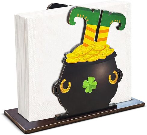 عيد القديس باتريك ديكورات المطبخ Leprechaun منديل حامل لجدول لطيف القديس باتريك يوم منديل حامل موزع الأنسجة الخشبية للمناديل الورقية عطلة حزب غرفة الطعام ديكور in Saudi Arabia