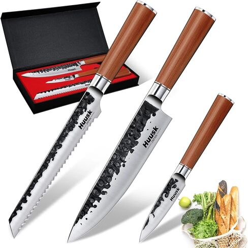 Huusk Meat Cleaver Knife Heavy Duty Bone Chopper, Hand Forged Kitchen Axe with Sheath, Full Tang Bone Chopping Knife, Japanese Butcher Knife for Meat Cutting, Kitchen Father Christmas Gift Idea Men in Saudi Arabia