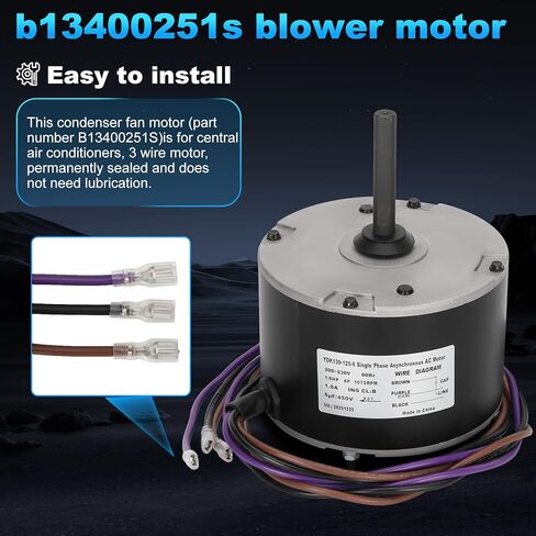 B13400251,1/6 HP محرك مروحة المكثف يستبدل Goodman B13400251، ge 5KCP39BGY926S، genteq 3S012، 208-230 فولت، 1075 دورة في الدقيقة، مع مكثف in Kuwait