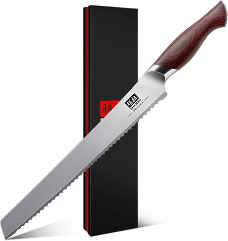 SHAN ZU Brisket Slicing Knife, 11.6 Inch Carving Knife Japanese High Carbon 10Cr15Mov Stainless Steel, Professional Ultra Sharp Meat Cutting and BBQ knife with Ergonomic Pakkawood Handle in Saudi Arabia