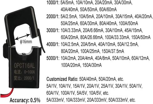 Frequency Split Core Current Transformer OPCT16ATL 5A 333mV 50A 200mV 120A 333mV 100A 1V Clamp on Current Transformer(120A - 0.33V) in Saudi Arabia