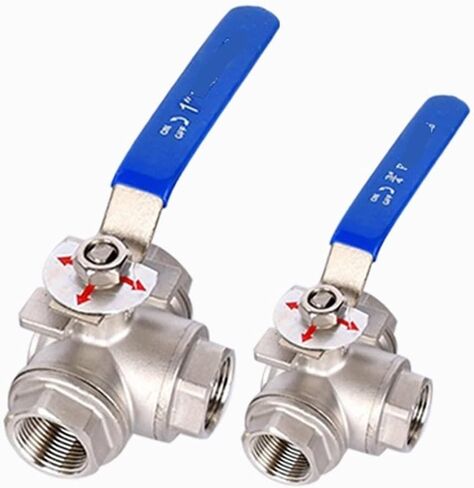 1PCS DN15 DN20 DN25 DN32 DN40 DN50 Stainless Steel Three-Way Ball Valve L-Type T-Type 304 Internal Thread Manual Valve(1/2",L Type) in Kuwait