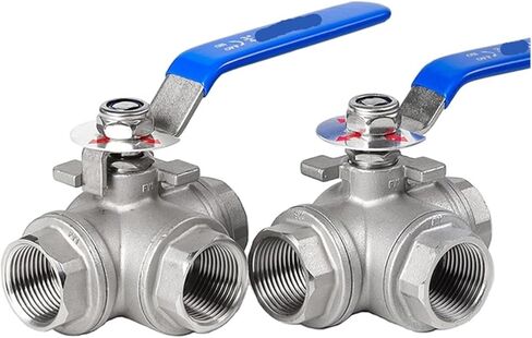 1PCS DN15 DN20 DN25 DN32 DN40 DN50 Stainless Steel Three-Way Ball Valve L-Type T-Type 304 Internal Thread Manual Valve(1/2",L Type) in Kuwait
