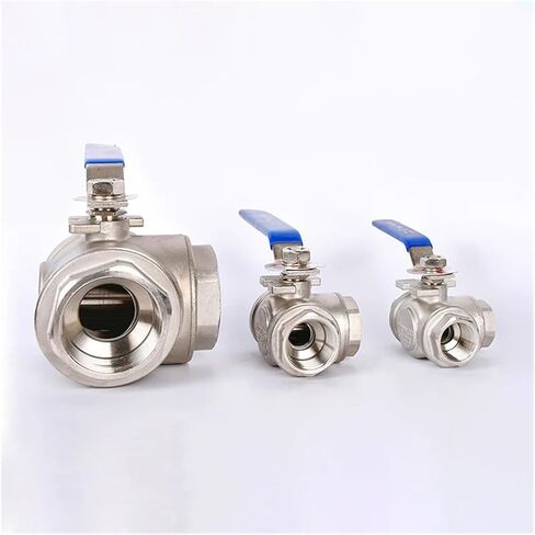1PCS DN15 DN20 DN25 DN32 DN40 DN50 Stainless Steel Three-Way Ball Valve L-Type T-Type 304 Internal Thread Manual Valve(1/2",L Type) in Kuwait