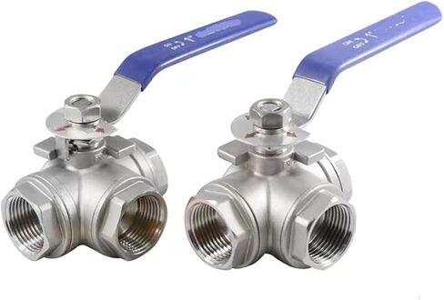 1PCS DN15 DN20 DN25 DN32 DN40 DN50 Stainless Steel Three-Way Ball Valve L-Type T-Type 304 Internal Thread Manual Valve(1/2",L Type) in Kuwait