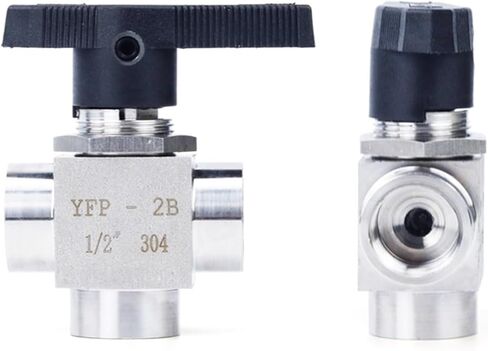 2Pcs Tee 3 Way Female Thread 304 Stainless Steel Adjustable Flow Control Shut Off Ball Valve Water(1/8") in Kuwait