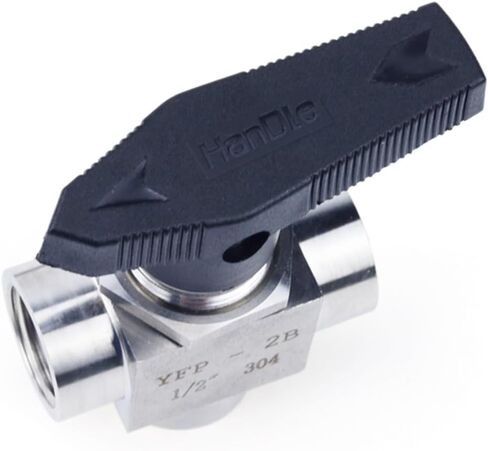 2Pcs Tee 3 Way Female Thread 304 Stainless Steel Adjustable Flow Control Shut Off Ball Valve Water(1/8") in Kuwait