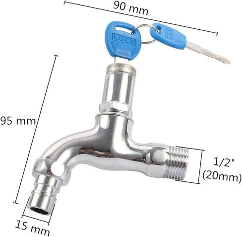 Anti-Theft 1/2" Thread Outdoor Sink with Lock Key Household Outdoor Washing Machine Alloy Water Tap Lockable in Kuwait