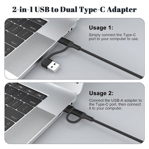 كابل ميكروفون Saipomor بطول 10 أقدام USB-C إلى USB-A وUSB-C 2 في 1 - متوافق مع Logitech G Yeti GX، Fifine AmpliGame A6، HyperX QuadCast S، SoloCast، TONOR TC30 - سلك ميكروفون أسود in Saudi Arabia