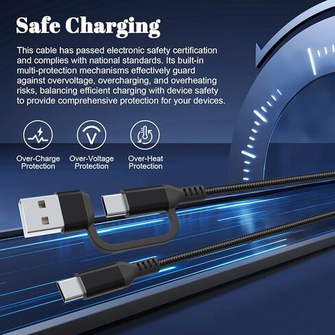 كابل ميكروفون Saipomor بطول 10 أقدام USB-C إلى USB-A وUSB-C 2 في 1 - متوافق مع Logitech G Yeti GX، Fifine AmpliGame A6، HyperX QuadCast S، SoloCast، TONOR TC30 - سلك ميكروفون أسود in Saudi Arabia