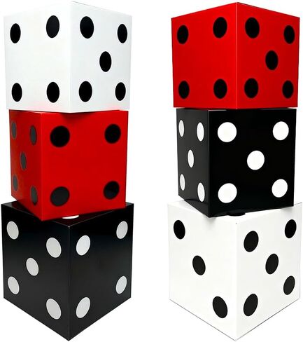 6 PCS Large Dice Favor Boxes 11 in Jumbo Casino Theme Party Decoration Giant Cardboard Dice Boxes for Centerpieces Game Night Prom Birthday Homies Party Las Vegas Themed Party(Multicolor) in Saudi Arabia