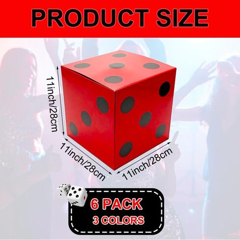 6 PCS Large Dice Favor Boxes 11 in Jumbo Casino Theme Party Decoration Giant Cardboard Dice Boxes for Centerpieces Game Night Prom Birthday Homies Party Las Vegas Themed Party(Multicolor) in Saudi Arabia