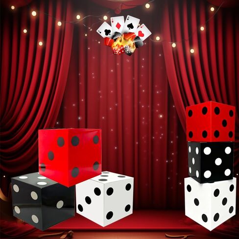 6 PCS Large Dice Favor Boxes 11 in Jumbo Casino Theme Party Decoration Giant Cardboard Dice Boxes for Centerpieces Game Night Prom Birthday Homies Party Las Vegas Themed Party(Multicolor) in Saudi Arabia