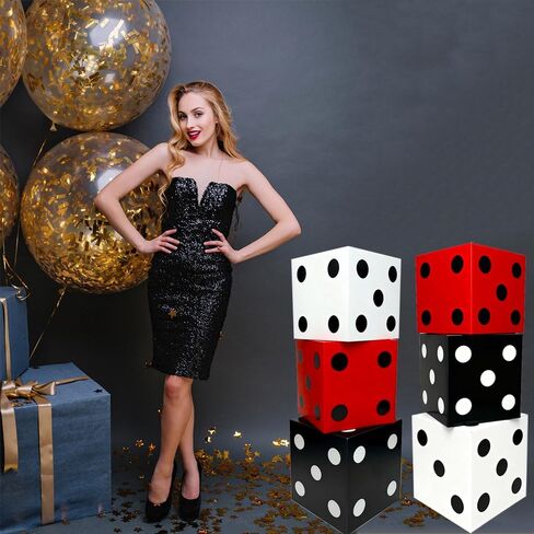 6 PCS Large Dice Favor Boxes 11 in Jumbo Casino Theme Party Decoration Giant Cardboard Dice Boxes for Centerpieces Game Night Prom Birthday Homies Party Las Vegas Themed Party(Multicolor) in Saudi Arabia