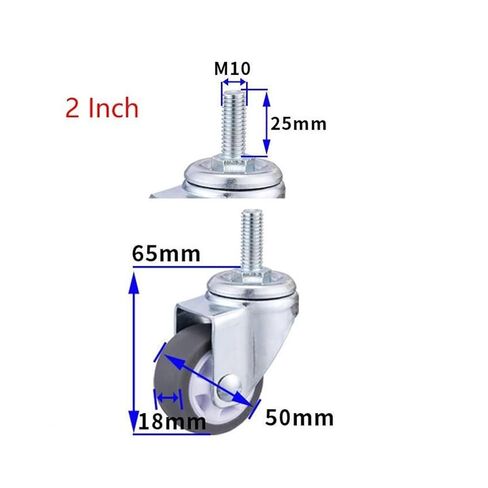 4 Pieces/Batch casters 2 inches Gray TPE Screw casters, M10 Silent Wheels, 50mm Diameter Household Swivel casters in Saudi Arabia