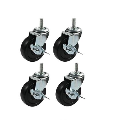 (Pack of 4) 3-inch Rubber Wheel M8/m10/m12 Universal Silent Caster wear-Resistant Children's Shopping cart Solid Furniture(M8-15mm) in Saudi Arabia