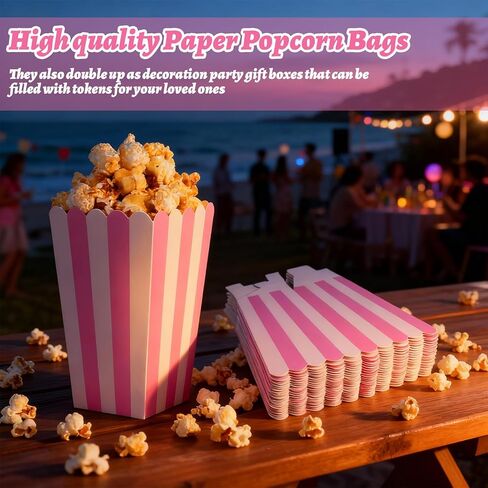 Mabor 30Pcs Colored Popcorn Boxes, Mini Paper Popcorn Bags for Party, Small Puffed Rice Buckets, Striped Puff Rice Bags Container Holder for Birthday Party Favor Movie Night Supplies in Saudi Arabia