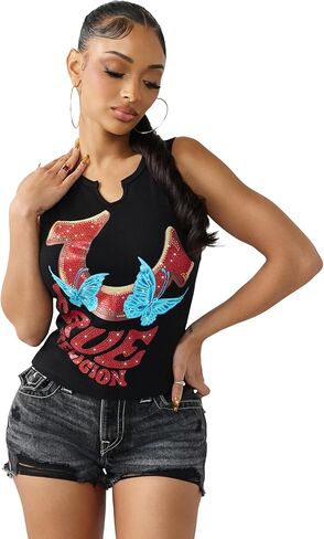 قميص بدون أكمام للسيدات من True Religion - ظهر Racerback in Saudi Arabia
