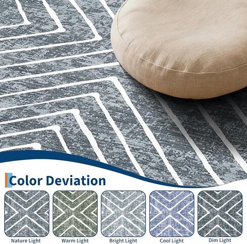 Bedroom Area Rug 5x7 Geometric Rug Machine Washable Living Room Area Rug Non Slip Stain Resistant Large Dining Room Throw Rug Ultra Soft Contemporary Carpet for Home Decor Office, Navy in Kuwait