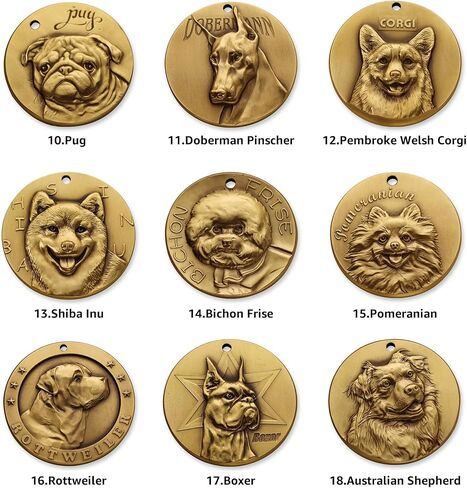 Golden Retriever Dog Tags Personalized Crafted Solid Brass,Choose from 60 Dog Breeds and 85 Exquisite. This Custom Dog tag is Sturdy.Customizable Four-line Information in Saudi Arabia