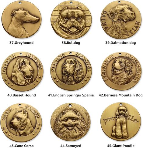 Golden Retriever Dog Tags Personalized Crafted Solid Brass,Choose from 60 Dog Breeds and 85 Exquisite. This Custom Dog tag is Sturdy.Customizable Four-line Information in Saudi Arabia