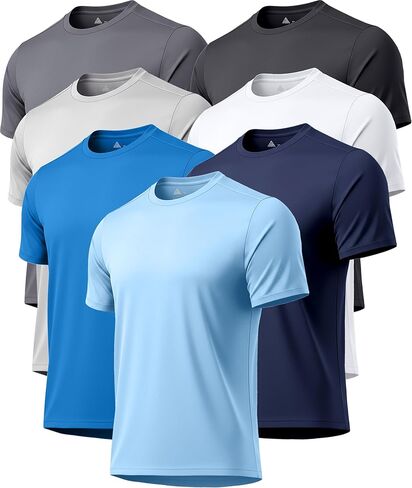 ZITY 7 Pack T-Shirts for Men Rashguard UPF 50+ Athletic Workout Tee Shirt Sun Protection Fast Dry Moisture Wicking Swim Shirt in Saudi Arabia