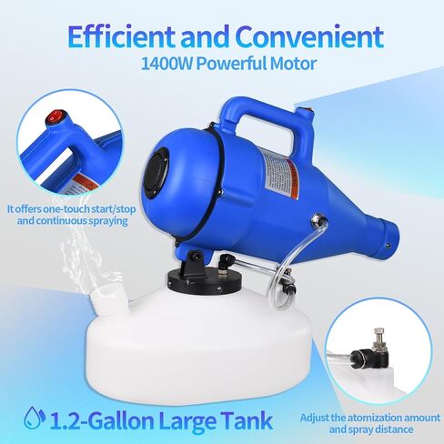 4.5L Portable ULV Fogger Machine with Adjustable Spray & 30ft Range, Handheld Cold Mist Disinfectant Sprayer, Lightweight Design for Hotels, Schools, Yards HESM-01 in Saudi Arabia