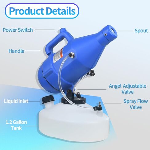 4.5L Portable ULV Fogger Machine with Adjustable Spray & 30ft Range, Handheld Cold Mist Disinfectant Sprayer, Lightweight Design for Hotels, Schools, Yards HESM-01 in Saudi Arabia