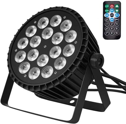 MINEJIE 18X18W DJ Light LED أضواء المسرح مع جهاز التحكم عن بعد، 12 لونًا يمكن إضاءة DMX512 صوت نشط، مادة الألومنيوم، تأثير ستروب وغسل لنادي حفلات الزفاف in Kuwait