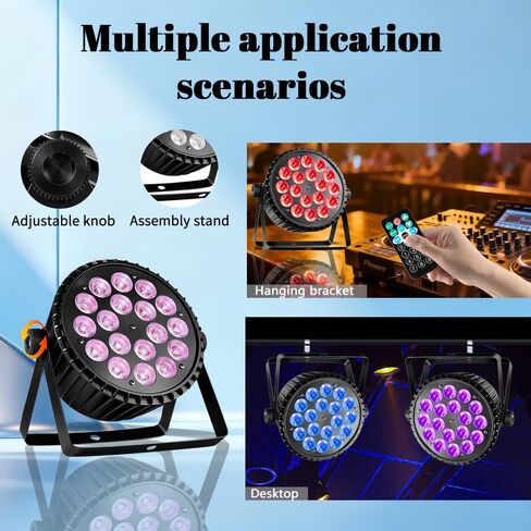 MINEJIE 18X18W DJ Light LED أضواء المسرح مع جهاز التحكم عن بعد، 12 لونًا يمكن إضاءة DMX512 صوت نشط، مادة الألومنيوم، تأثير ستروب وغسل لنادي حفلات الزفاف in Kuwait
