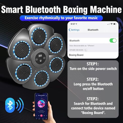 2026 Music Boxing Machine,Bluetooth Smart Traineing Machine with Boxing Gloves,Suitable for Adults and Kids Interactive Boxing Target Wall Mounted,Boxing Equipment for Homes, Offices, and Gyms in Saudi Arabia