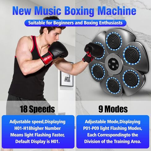 2026 Music Boxing Machine,Bluetooth Smart Traineing Machine with Boxing Gloves,Suitable for Adults and Kids Interactive Boxing Target Wall Mounted,Boxing Equipment for Homes, Offices, and Gyms in Saudi Arabia