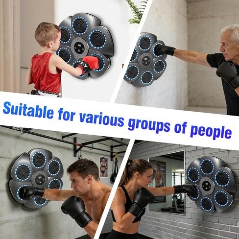 2026 Music Boxing Machine,Bluetooth Smart Traineing Machine with Boxing Gloves,Suitable for Adults and Kids Interactive Boxing Target Wall Mounted,Boxing Equipment for Homes, Offices, and Gyms in Saudi Arabia