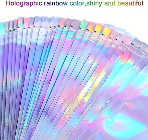 20PCS Holographic Foil Resealable Bags Smell Proof Flat Zip Lock Pouches for Candy, Jewelry, Food Storage, Screws, Laser in Saudi Arabia
