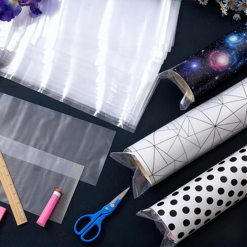 Poster Sleeves 4 x 40 Inch, 100 Pack Long Plastic Sleeves Clear Narrow Poster Poly Bags, Waterproof Flat Open Blueprints Tube for Posters, Maps, Prints, Banners in Saudi Arabia