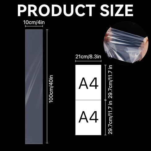 Poster Sleeves 4 x 40 Inch, 100 Pack Long Plastic Sleeves Clear Narrow Poster Poly Bags, Waterproof Flat Open Blueprints Tube for Posters, Maps, Prints, Banners in Saudi Arabia