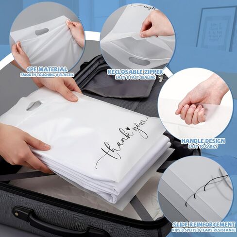 Colarr 120 حزمة من أكياس القمصان البلورية مقاس 11 × 14 بوصة لشحن الملابس الشفافة، حقائب شكر بمقبض وسحاب للأعمال الصغيرة، والملابس، وتغليف التجزئة in Saudi Arabia
