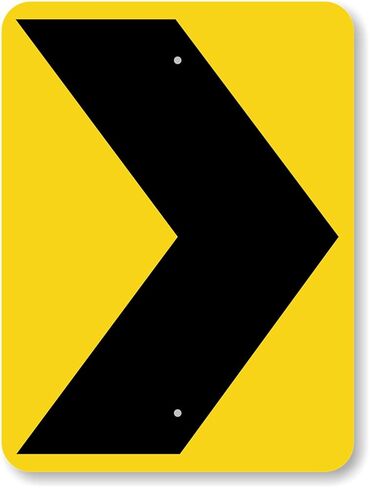 SmartSign 24 x 18 inch Chevron Right Arrow MUTCD-Compliant Metal Sign, 80 mil Aluminum, 3M Laminated High-Intensity Grade Reflective Material, Black and Yellow in Kuwait