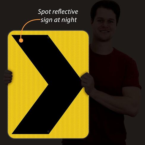 SmartSign 24 x 18 inch Chevron Right Arrow MUTCD-Compliant Metal Sign, 80 mil Aluminum, 3M Laminated High-Intensity Grade Reflective Material, Black and Yellow in Kuwait