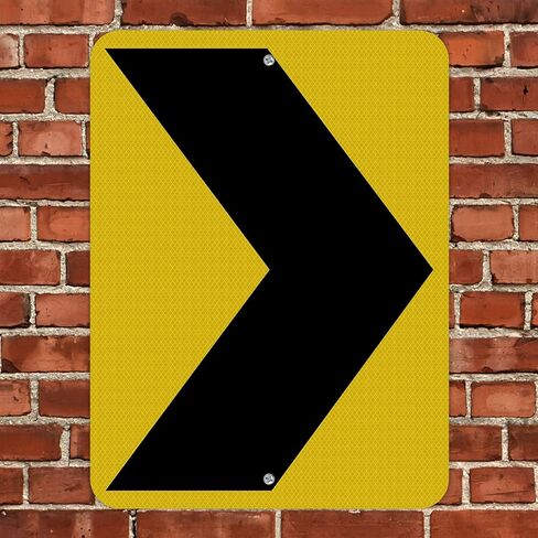 SmartSign 24 x 18 inch Chevron Right Arrow MUTCD-Compliant Metal Sign, 80 mil Aluminum, 3M Laminated High-Intensity Grade Reflective Material, Black and Yellow in Kuwait
