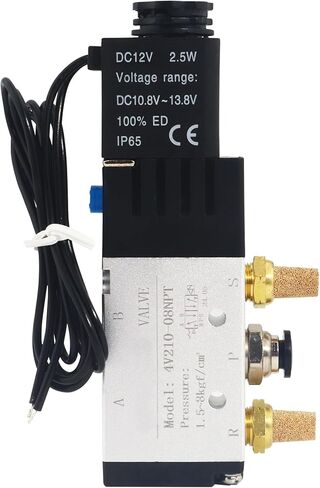 صمام الملف اللولبي 4V210-08 DC12V سلسلة ملف واحد يعمل بالكهرباء 5 طرق 2 موضع 1/4 بوصة NPT نوع التوصيل سلك مخرج in Kuwait