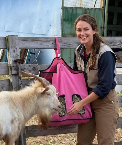 Hay Feeder for Goats and Horses - Slow Feed Design, Heavy Duty Hanging Hay Bag for Barn, Trailer & Paddock, Easy to Hang & Clean(1pcs, Blue) in Kuwait