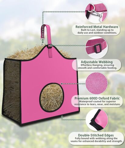 Hay Feeder for Goats and Horses - Slow Feed Design, Heavy Duty Hanging Hay Bag for Barn, Trailer & Paddock, Easy to Hang & Clean(1pcs, Blue) in Kuwait