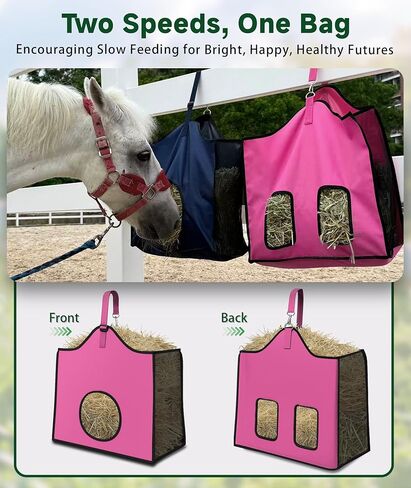 Hay Feeder for Goats and Horses - Slow Feed Design, Heavy Duty Hanging Hay Bag for Barn, Trailer & Paddock, Easy to Hang & Clean(1pcs, Blue) in Kuwait
